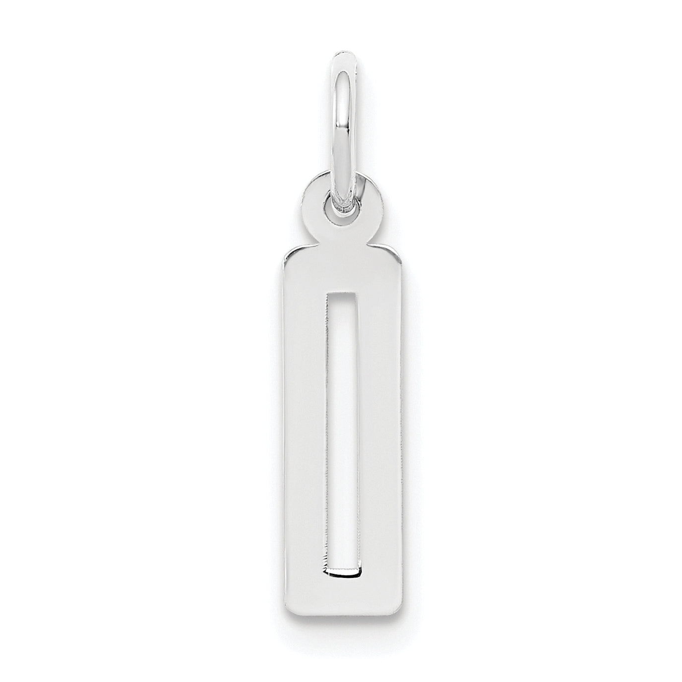 Sterling Silver Silver/Rhodium-Plated Elongated Polished Number 0 Charm