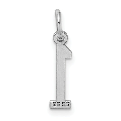 Sterling Silver Silver/Rhodium-Plated Elongated Polished Number 1 Charm