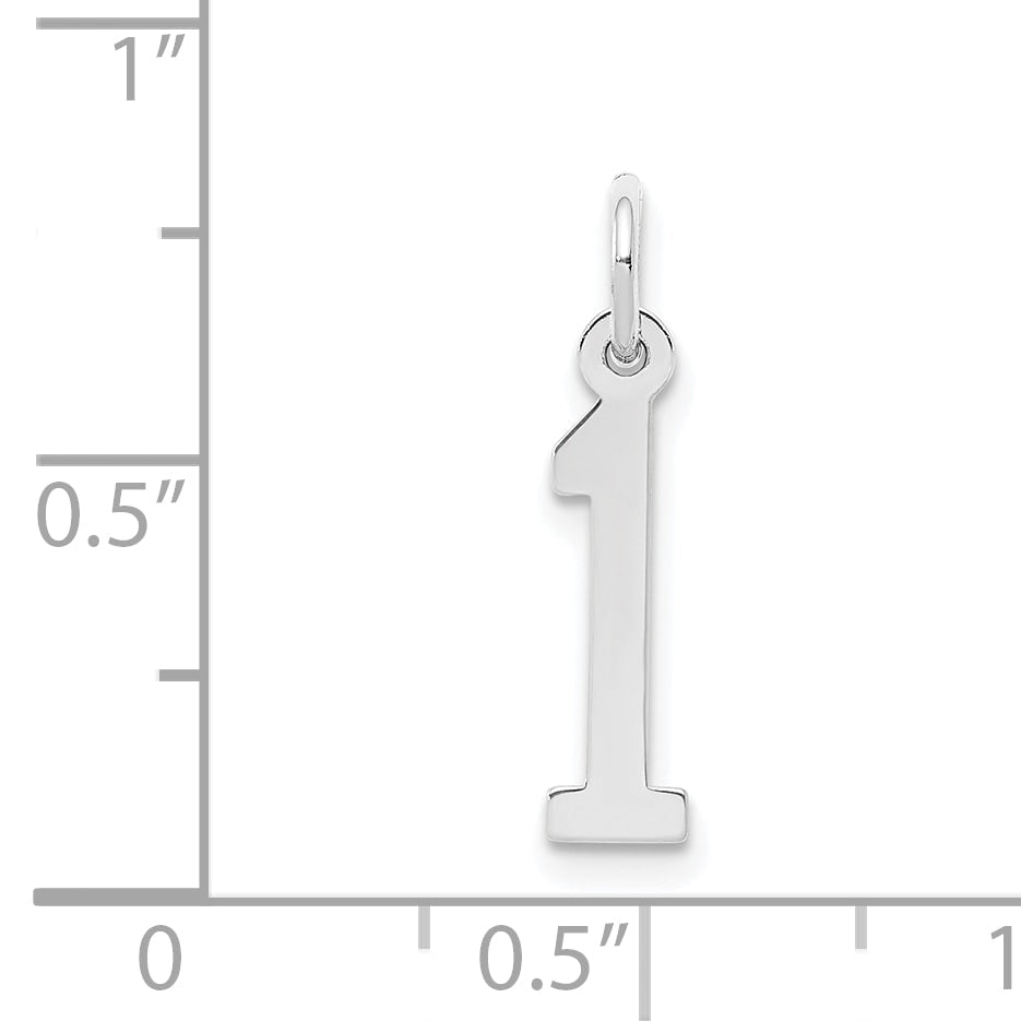 Sterling Silver Silver/Rhodium-Plated Elongated Polished Number 1 Charm
