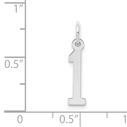 Sterling Silver Silver/Rhodium-Plated Elongated Polished Number 1 Charm