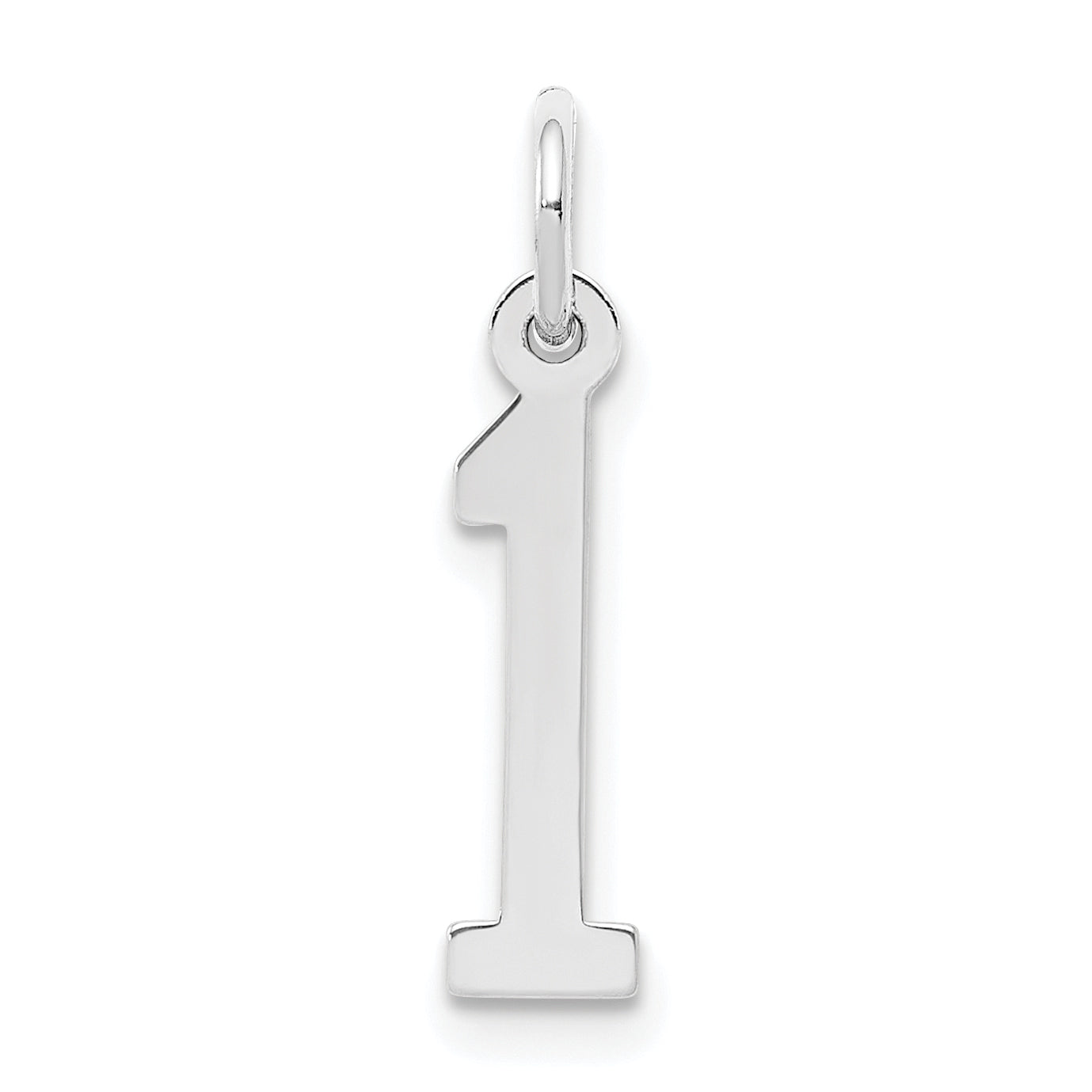 Sterling Silver Silver/Rhodium-Plated Elongated Polished Number 1 Charm