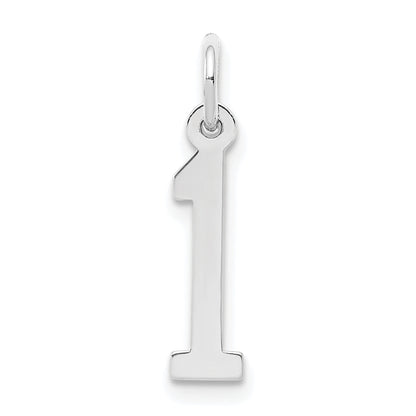 Sterling Silver Silver/Rhodium-Plated Elongated Polished Number 1 Charm