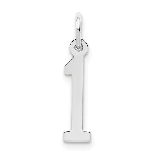 Sterling Silver Silver/Rhodium-Plated Elongated Polished Number 1 Charm