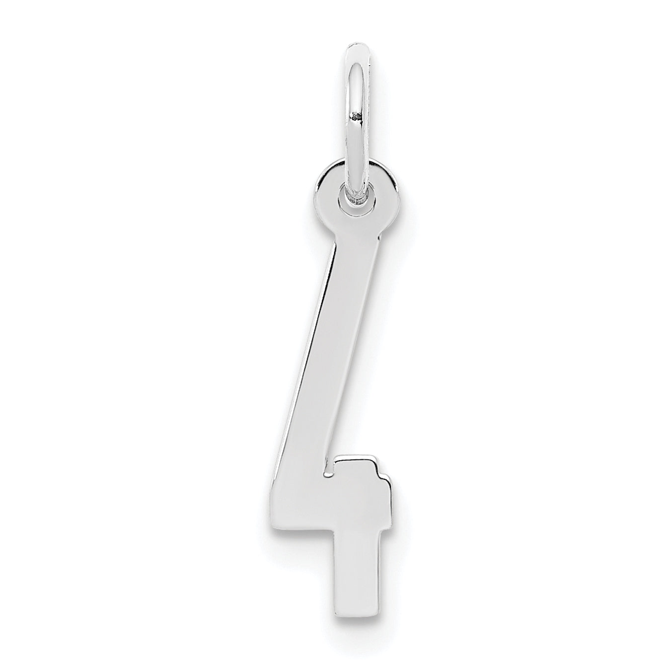 Sterling Silver Silver/Rhodium-Plated Elongated Polished Number 4 Charm