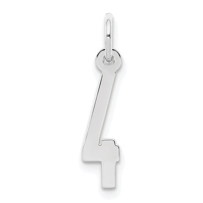 Sterling Silver Silver/Rhodium-Plated Elongated Polished Number 4 Charm