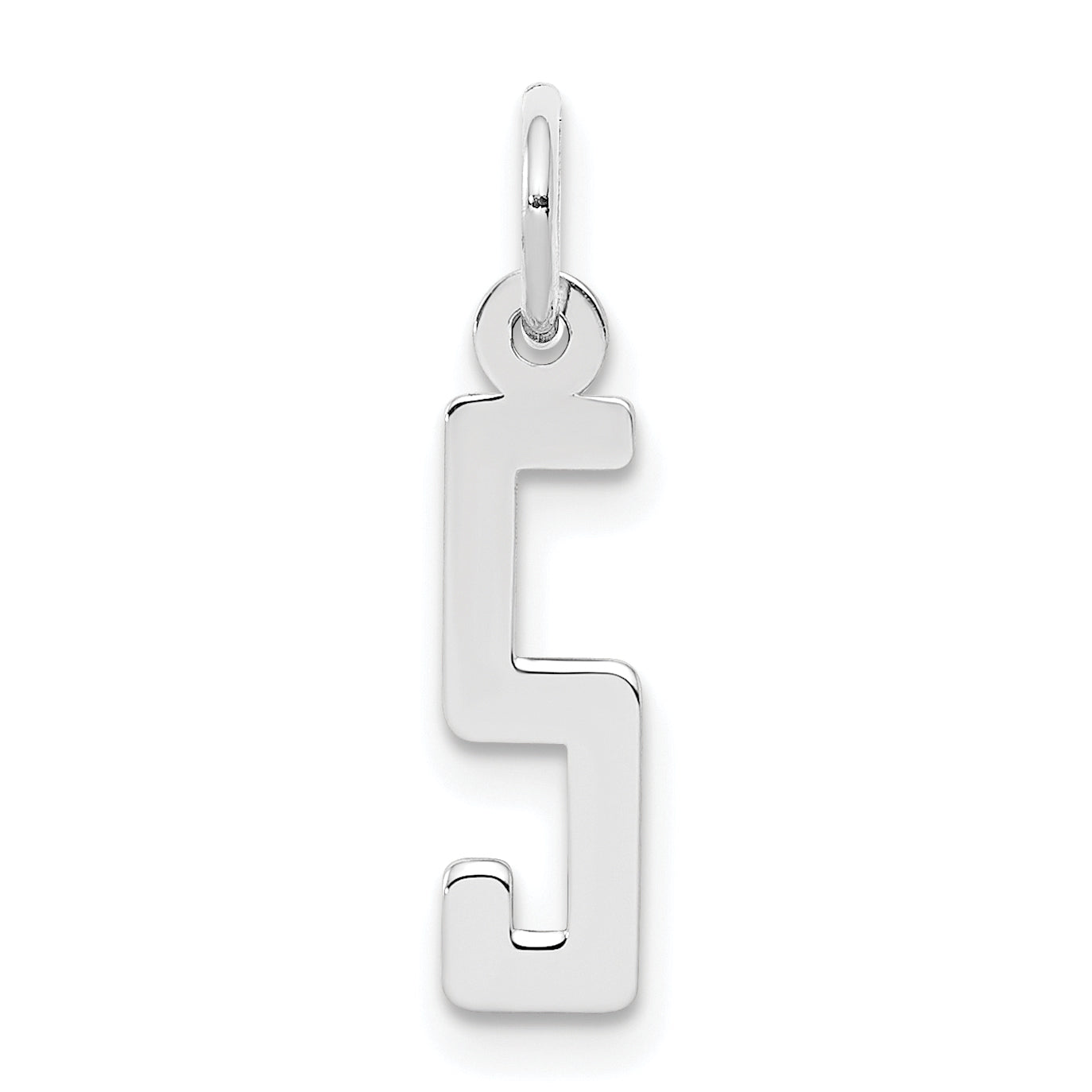 Sterling Silver Silver/Rhodium-Plated Elongated Polished Number 5 Charm
