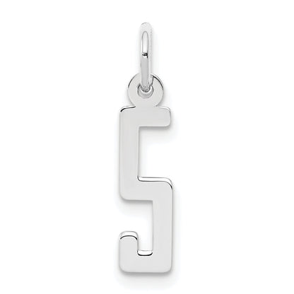 Sterling Silver Silver/Rhodium-Plated Elongated Polished Number 5 Charm
