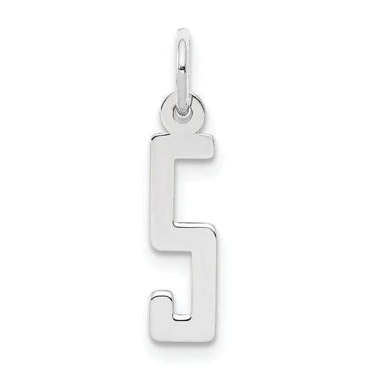 Sterling Silver Silver/Rhodium-Plated Elongated Polished Number 5 Charm