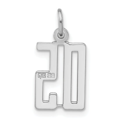 Sterling Silver Polished Small Elongated 05 Number W/ Top Charm
