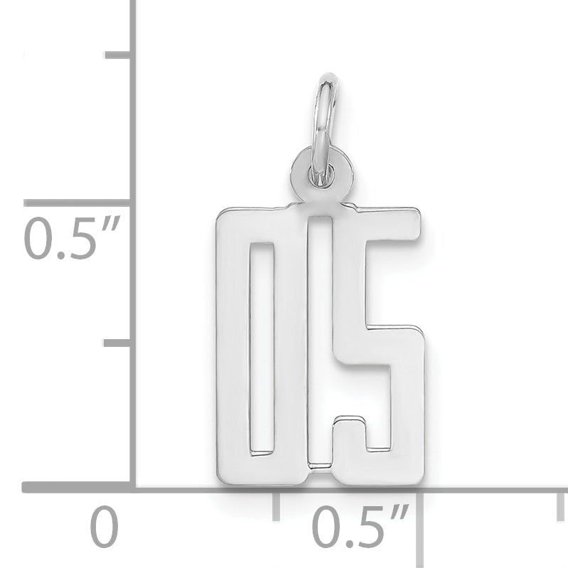 Sterling Silver Polished Small Elongated 05 Number W/ Top Charm