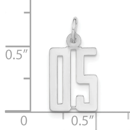 Sterling Silver Polished Small Elongated 05 Number W/ Top Charm