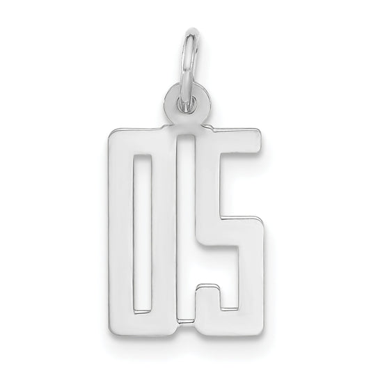 Sterling Silver Polished Small Elongated 05 Number W/ Top Charm