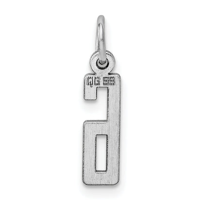 Sterling Silver Silver/Rhodium-Plated Elongated Polished Number 6 Charm
