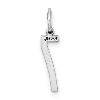 Sterling Silver Silver/Rhodium-Plated Elongated Polished Number 7 Charm