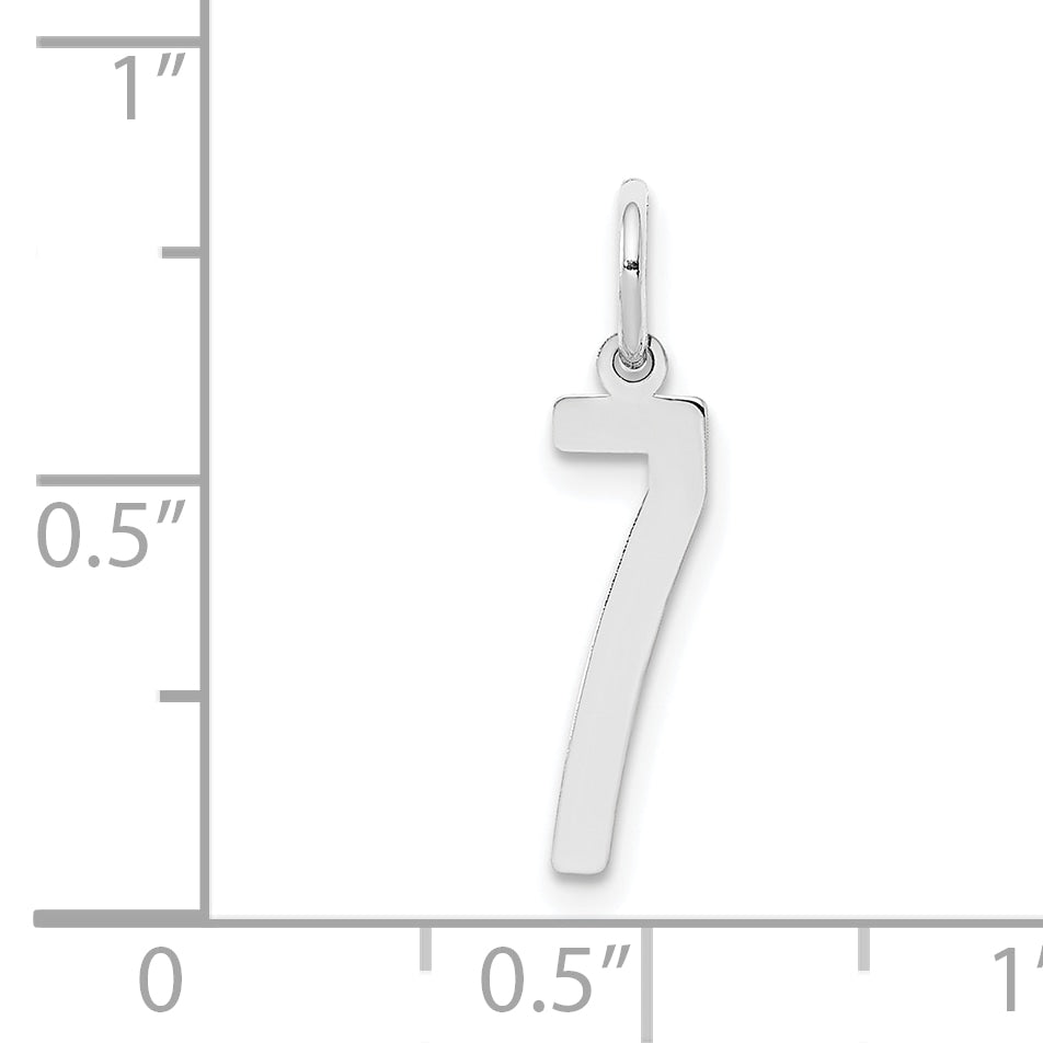 Sterling Silver Silver/Rhodium-Plated Elongated Polished Number 7 Charm