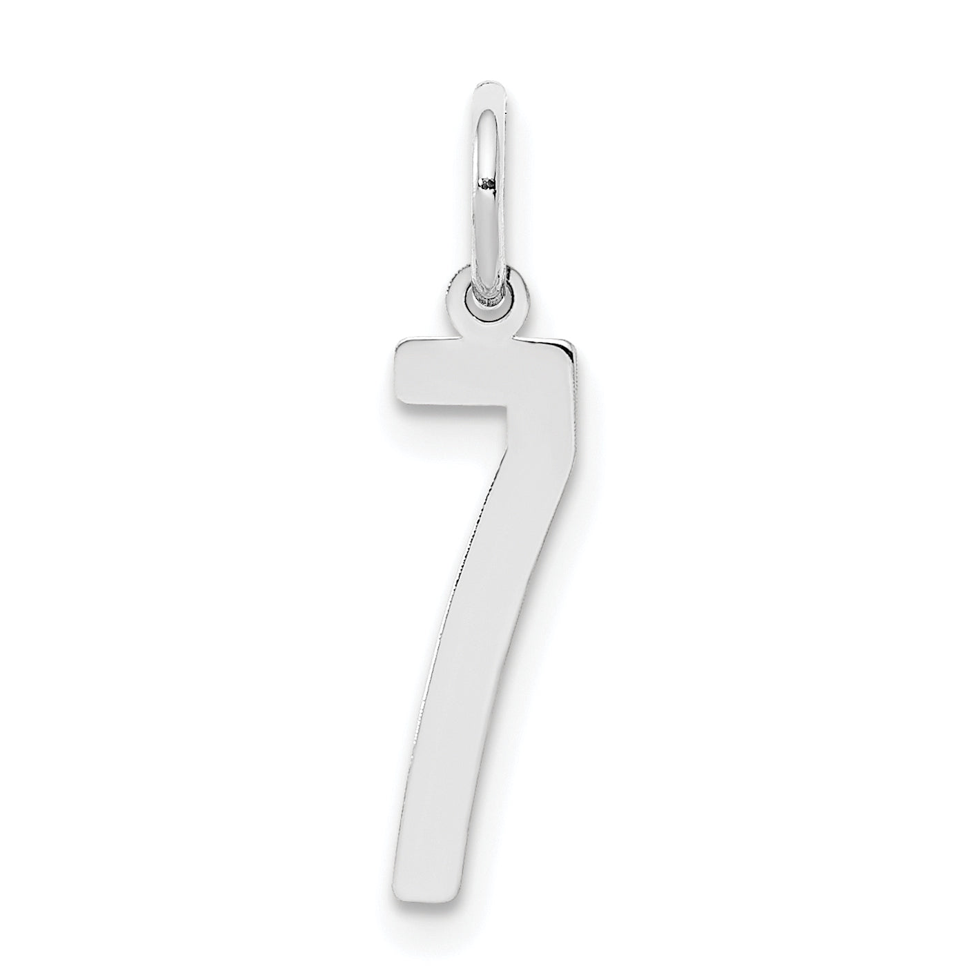 Sterling Silver Silver/Rhodium-Plated Elongated Polished Number 7 Charm