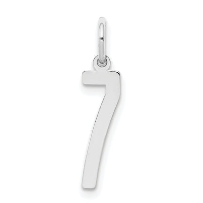Sterling Silver Silver/Rhodium-Plated Elongated Polished Number 7 Charm