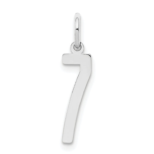 Sterling Silver Silver/Rhodium-Plated Elongated Polished Number 7 Charm