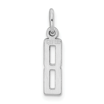 Sterling Silver Silver/Rhodium-Plated Elongated Polished Number 8 Charm