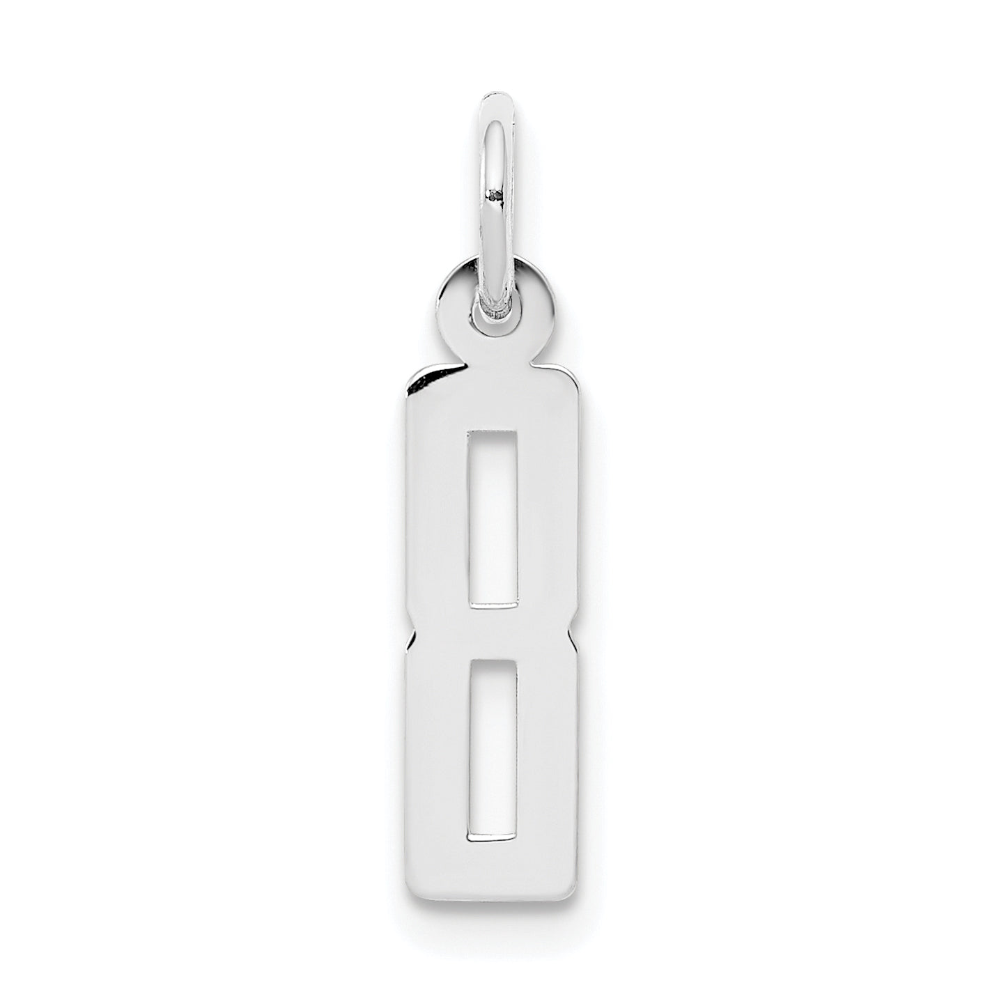 Sterling Silver Silver/Rhodium-Plated Elongated Polished Number 8 Charm