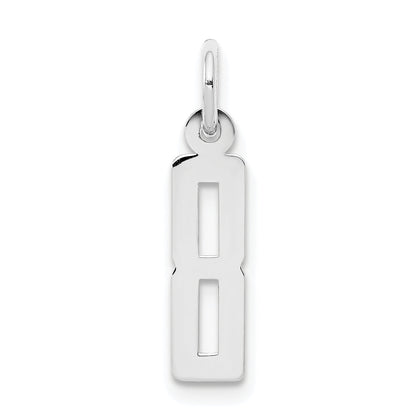 Sterling Silver Silver/Rhodium-Plated Elongated Polished Number 8 Charm