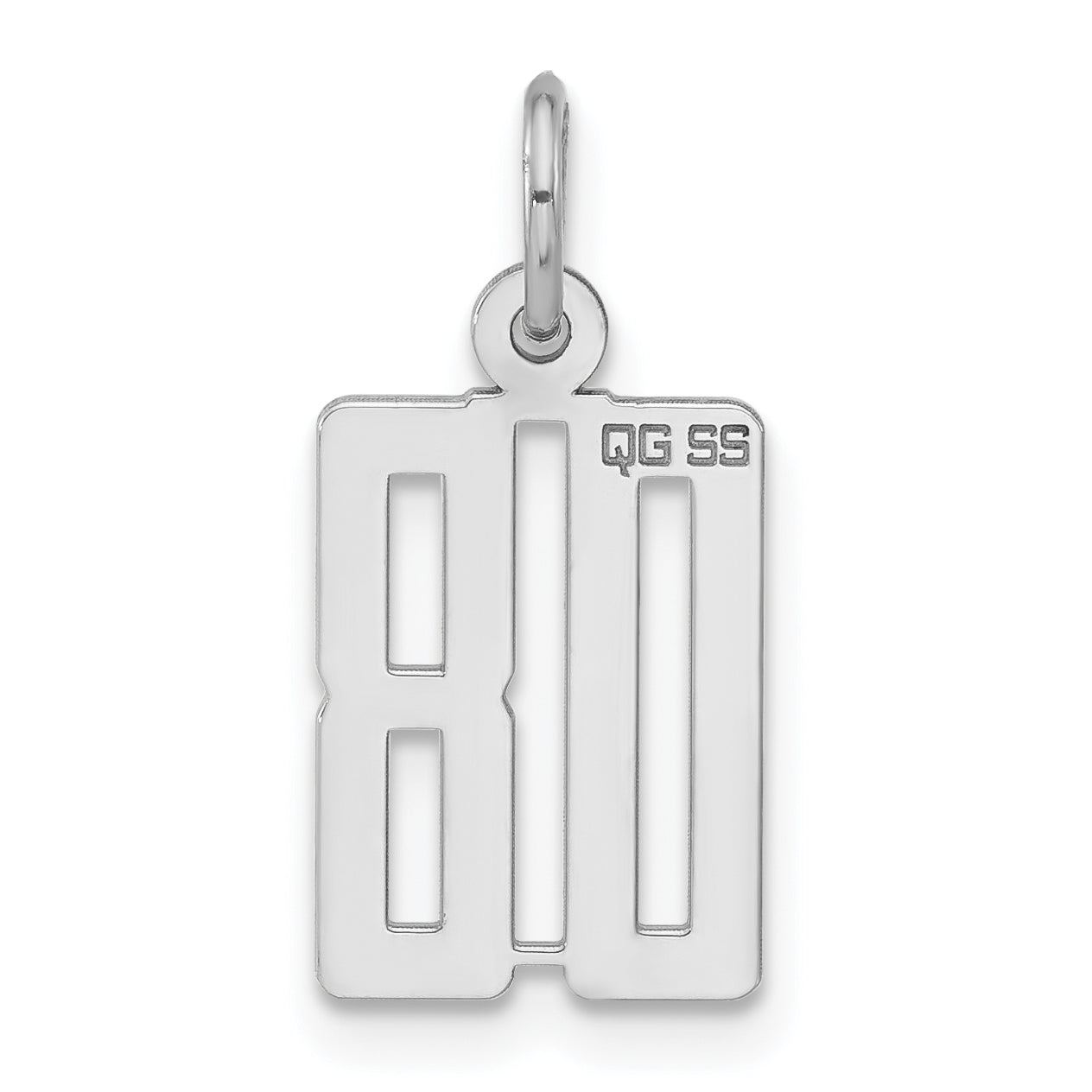 Sterling Silver Polished Small Elongated 08 Number W/ Top Charm