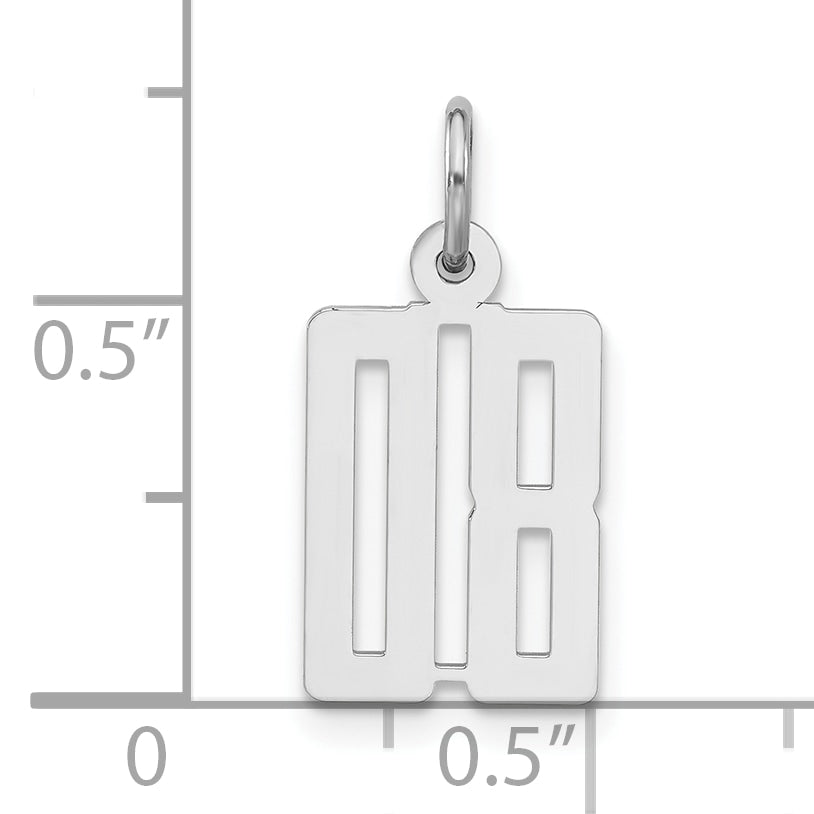 Sterling Silver Polished Small Elongated 08 Number W/ Top Charm