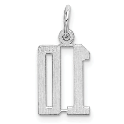 Sterling Silver Silver/Rhodium-Plated Elongated Number 10 Charm