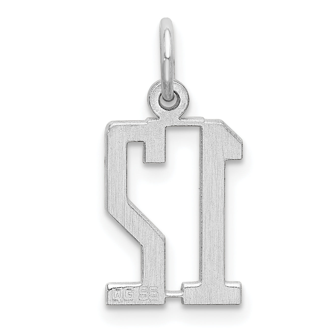 Sterling Silver Silver/Rhodium-Plated Elongated Number 12 Charm