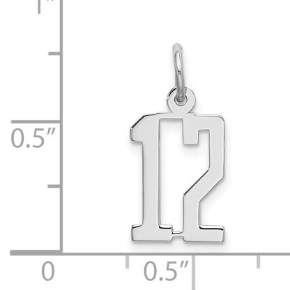 Sterling Silver Silver/Rhodium-Plated Elongated Number 12 Charm