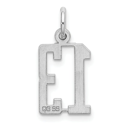 Sterling Silver Silver/Rhodium-Plated Elongated Number 13 Charm