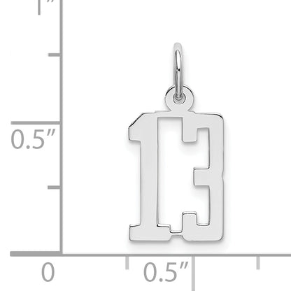 Sterling Silver Silver/Rhodium-Plated Elongated Number 13 Charm