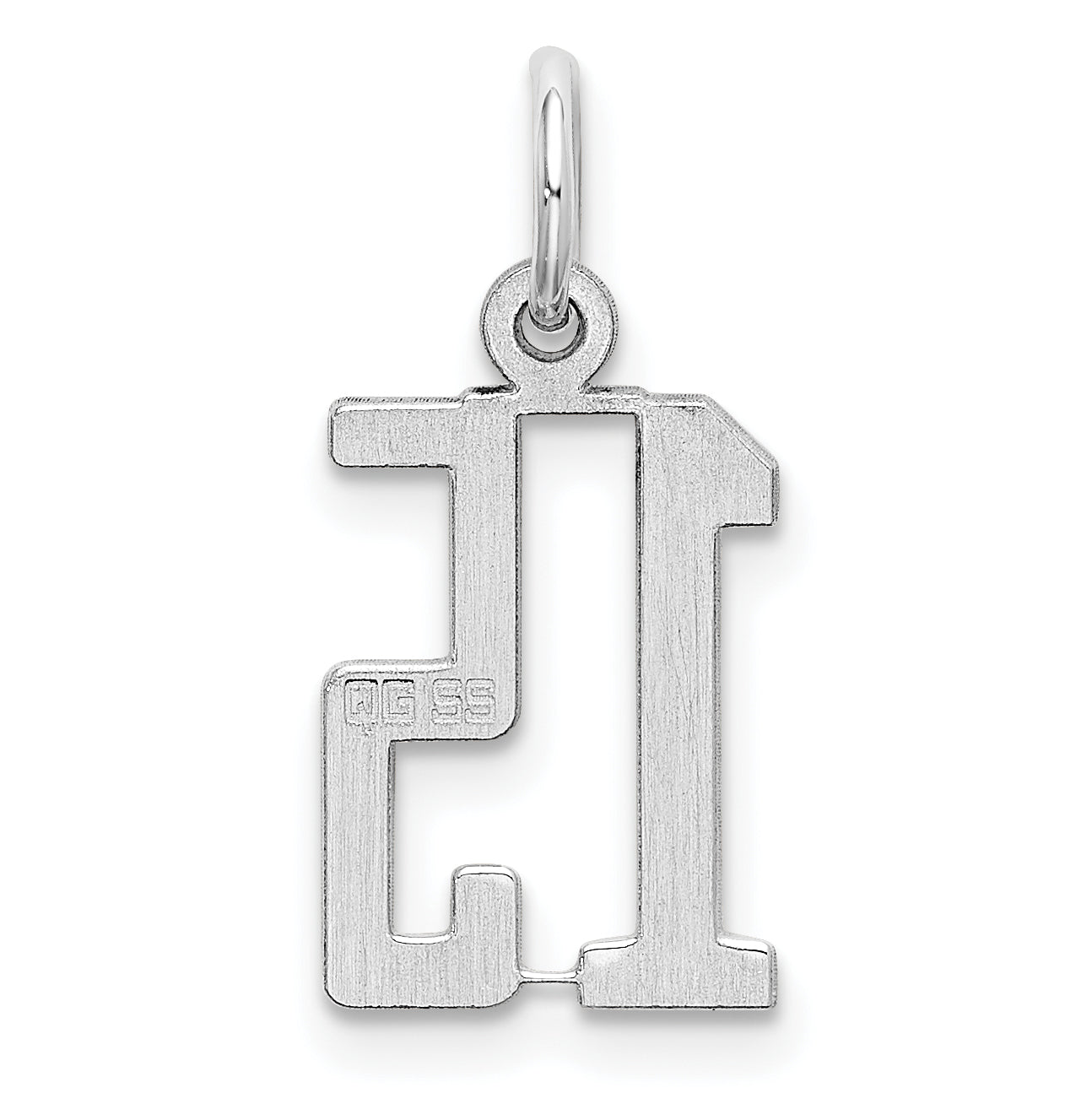 Sterling Silver Silver/Rhodium-Plated Elongated Number 15 Charm