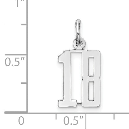 Sterling Silver Silver/Rhodium-Plated Elongated Number 18 Charm