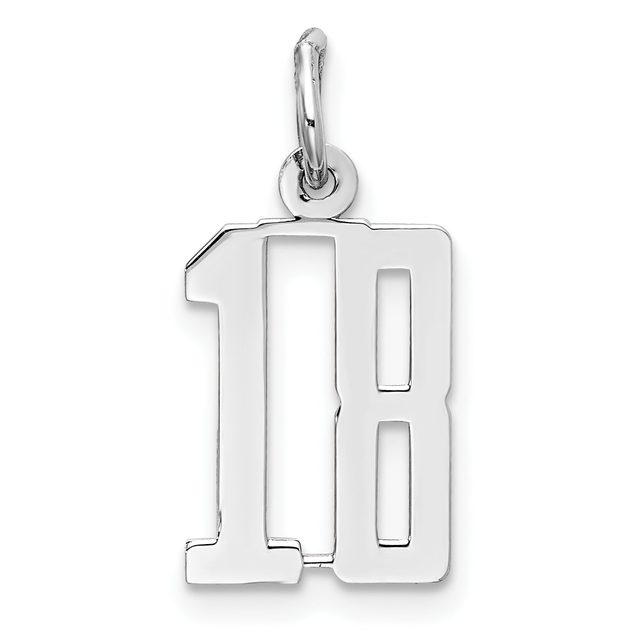Sterling Silver Silver/Rhodium-Plated Elongated Number 18 Charm