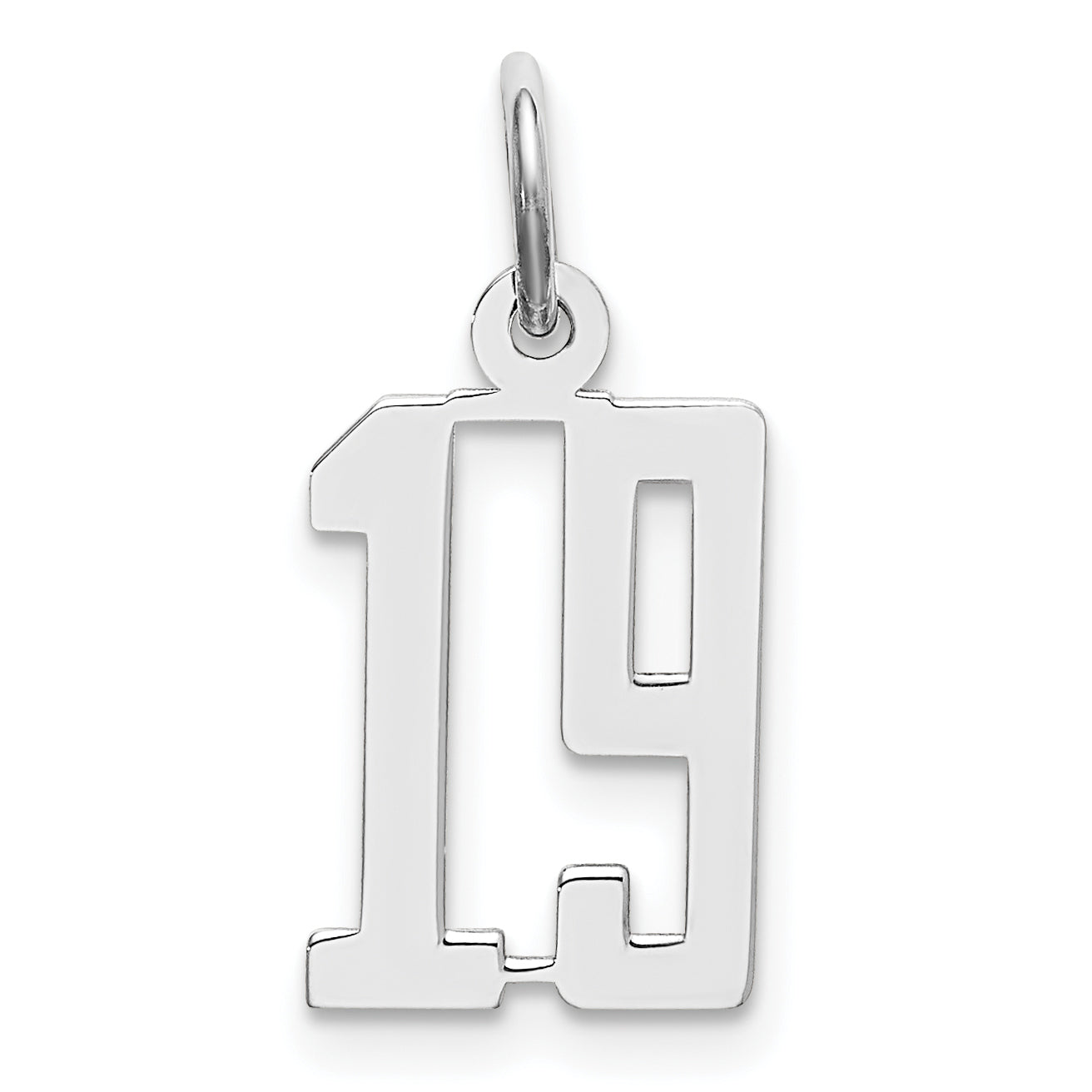 Sterling Silver Silver/Rhodium-Plated Elongated Number 19 Charm