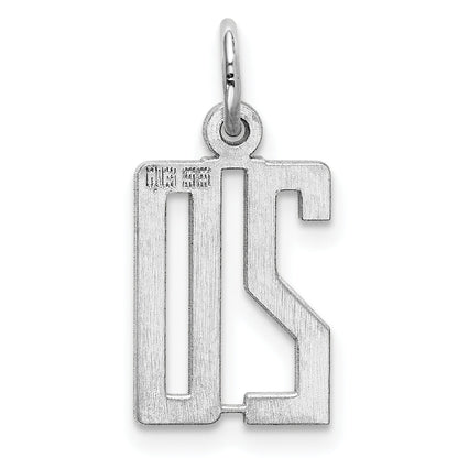 Sterling Silver Silver/Rhodium-Plated Elongated Number 20 Charm