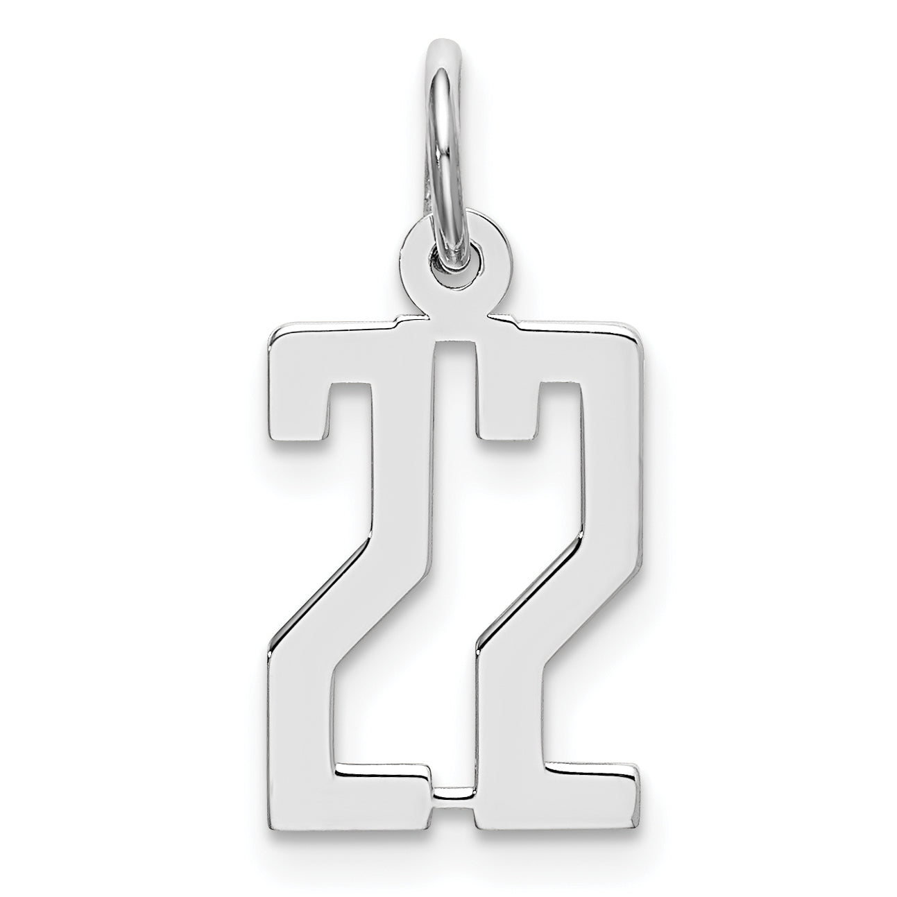 Sterling Silver Silver/Rhodium-Plated Elongated Number 22 Charm