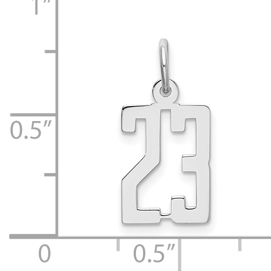 Sterling Silver Silver/Rhodium-Plated Elongated Number 23 Charm