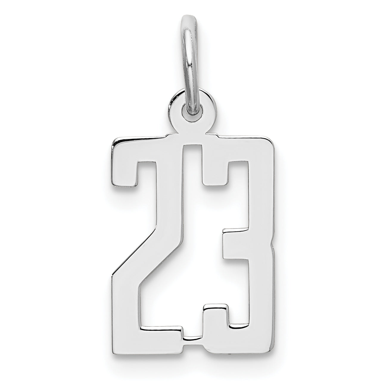 Sterling Silver Silver/Rhodium-Plated Elongated Number 23 Charm