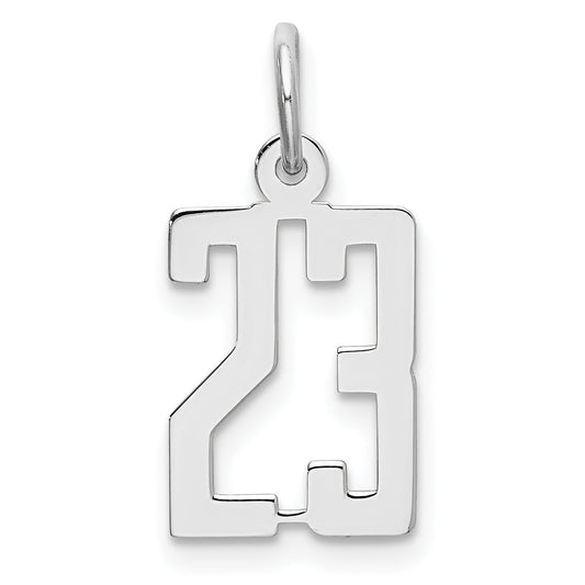 Sterling Silver Silver/Rhodium-Plated Elongated Number 23 Charm