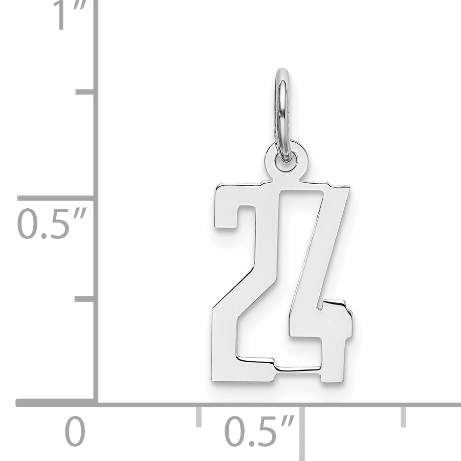 Sterling Silver Silver/Rhodium-Plated Elongated Number 24 Charm