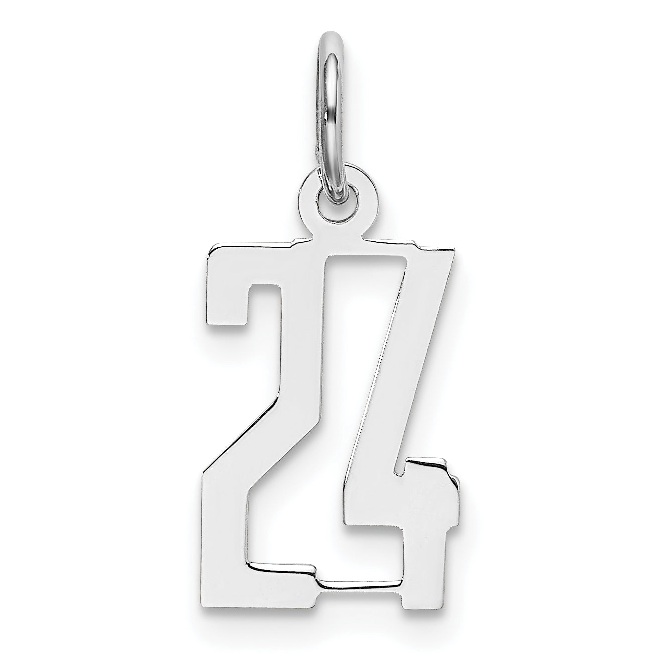 Sterling Silver Silver/Rhodium-Plated Elongated Number 24 Charm