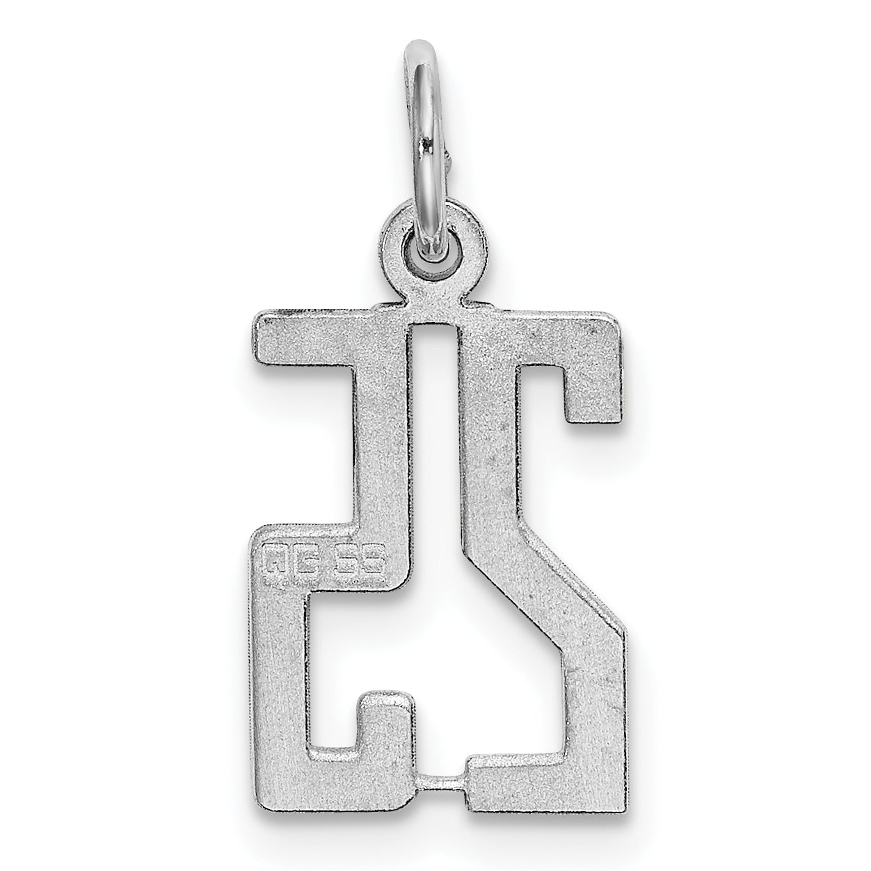 Sterling Silver Silver/Rhodium-Plated Elongated Number 25 Charm