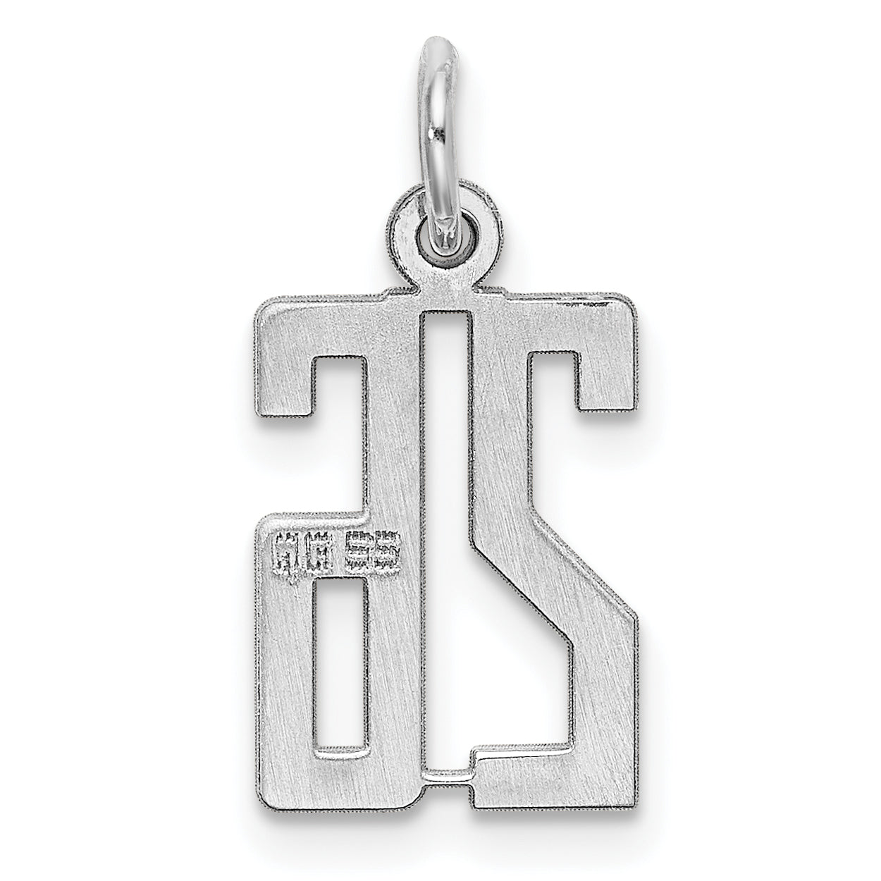 Sterling Silver Silver/Rhodium-Plated Elongated Number 26 Charm