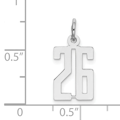 Sterling Silver Silver/Rhodium-Plated Elongated Number 26 Charm