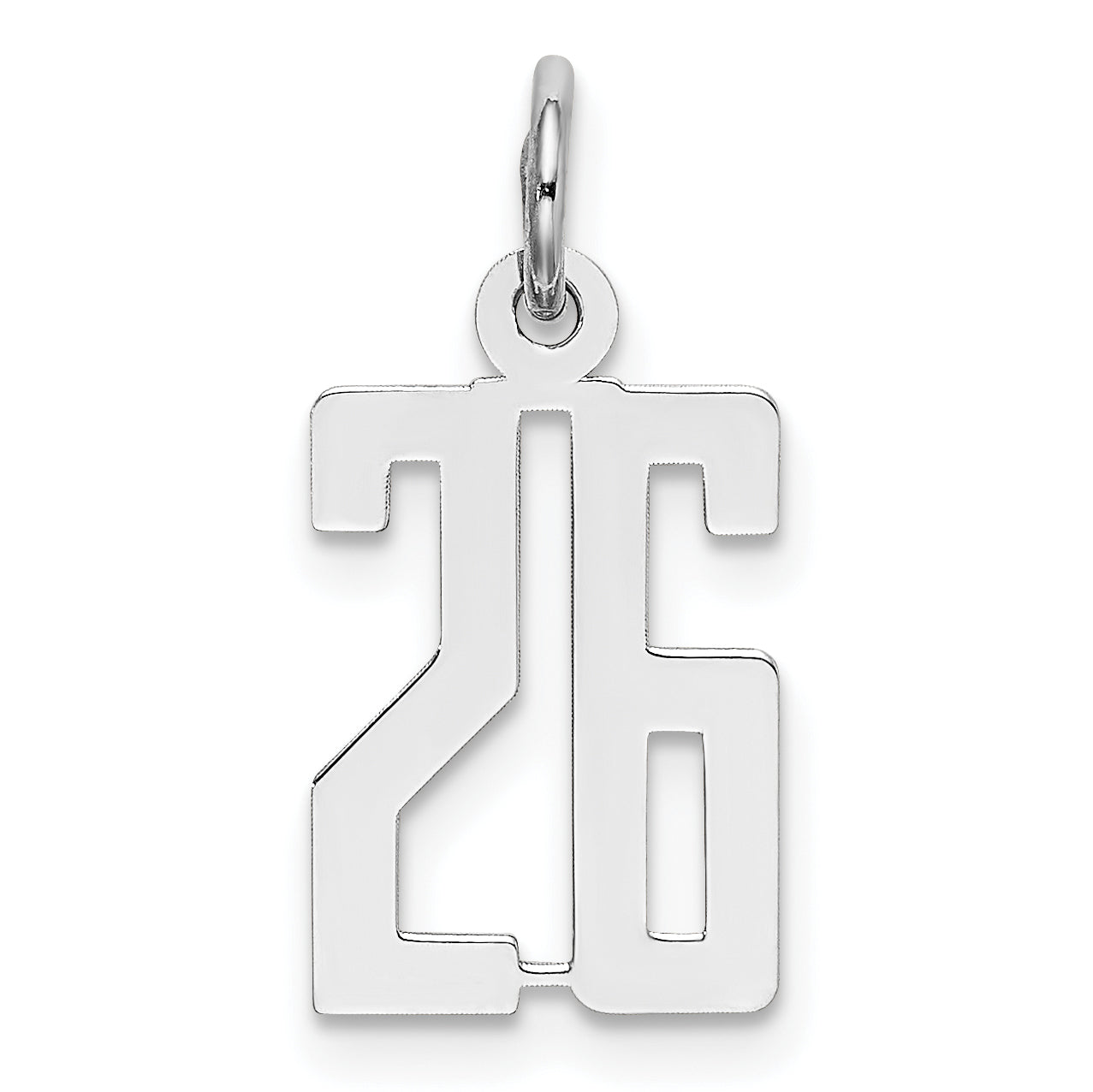 Sterling Silver Silver/Rhodium-Plated Elongated Number 26 Charm