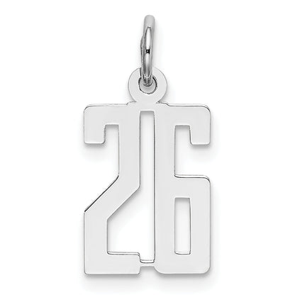 Sterling Silver Silver/Rhodium-Plated Elongated Number 26 Charm