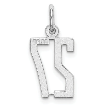 Sterling Silver Silver/Rhodium-Plated Elongated Number 27 Charm