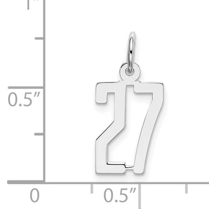 Sterling Silver Silver/Rhodium-Plated Elongated Number 27 Charm